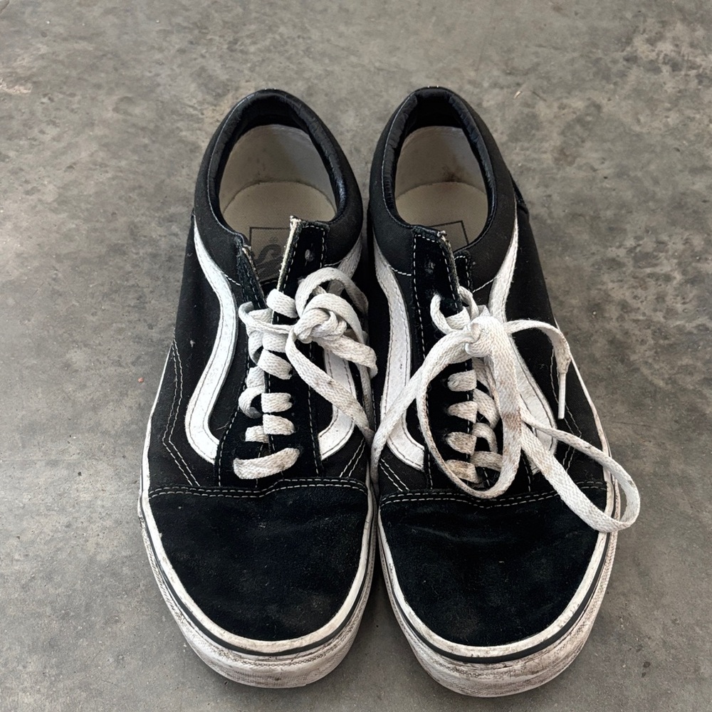 Vans Black and White Sneakers with Canvas Upper and Waffle Soles